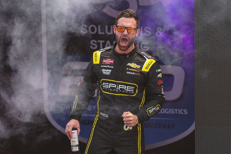 Corey LaJoie during driver intros at Michigan.