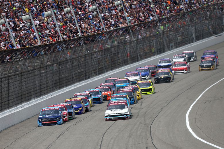 A general view of racing at Michigan.