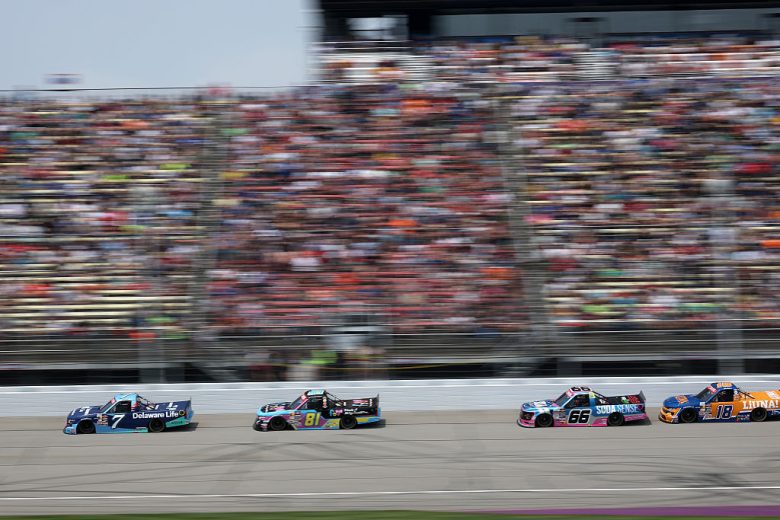 A general view of racing at Michigan.