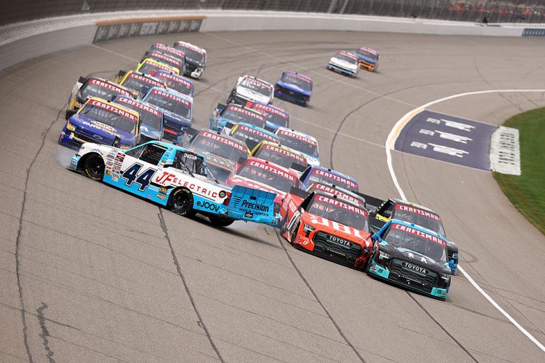 Multiple trucks wreck at Michigan.