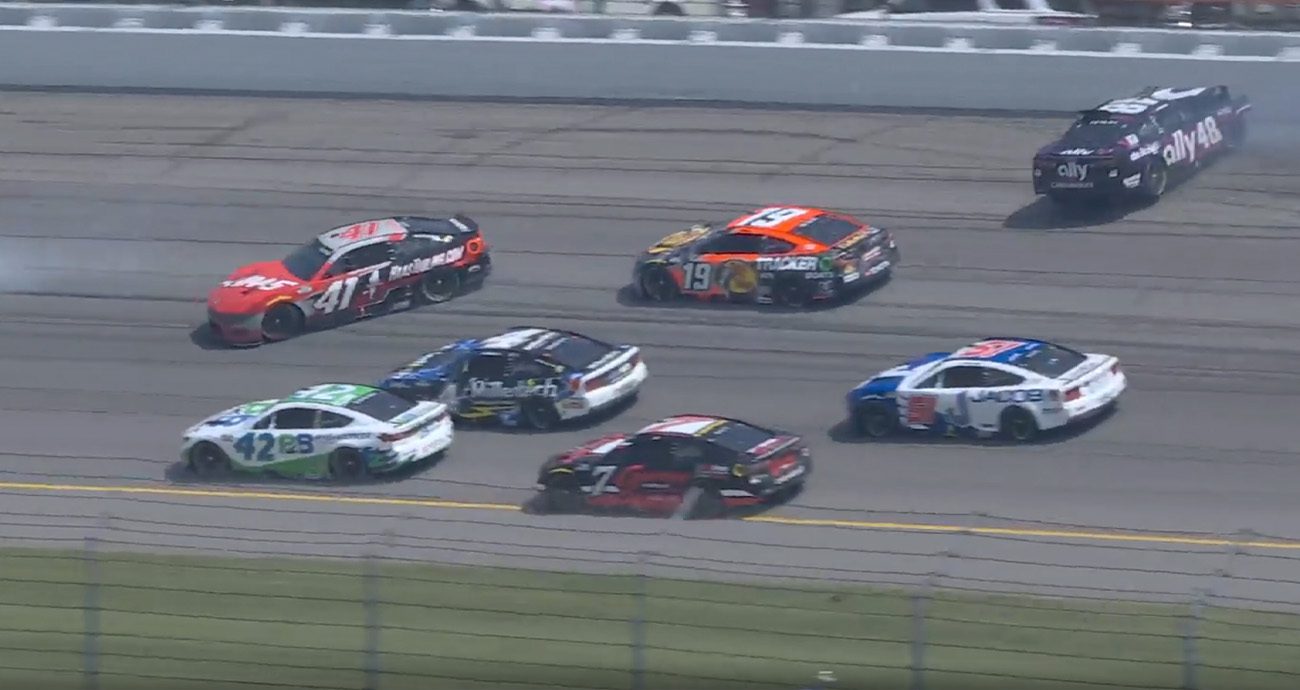 Multiple drivers go around as Bowman hits outside wall hard - NASCAR
