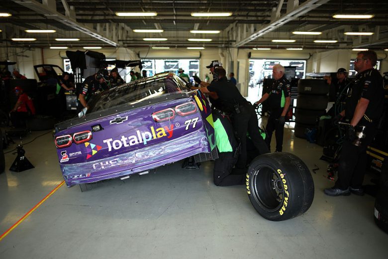 Carson Hocevar in the garage in Mexico City.