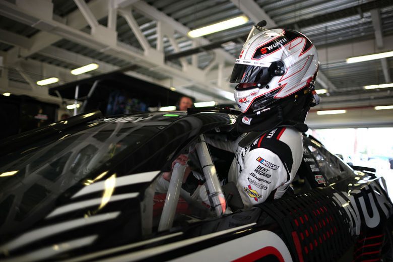 Ryan Blaney enters his car in Mexico City.