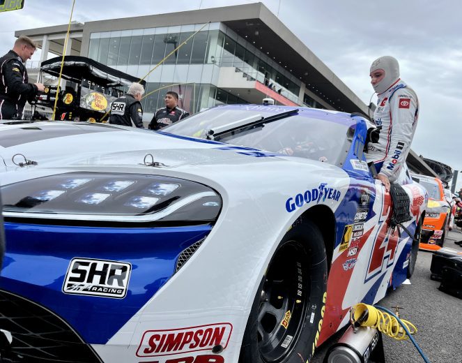 Christopher Bell enters his car in Mexico City,
