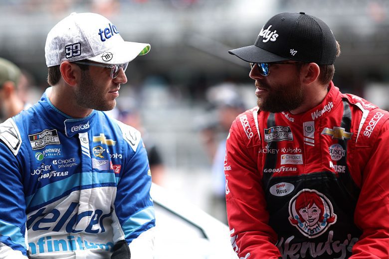 Daniel Suárez and Ross Chastain talk in Mexico City.