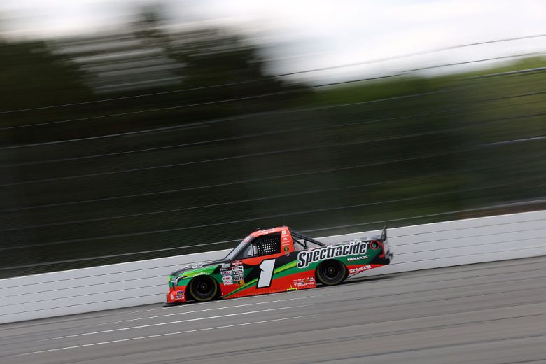 Brandon Jones drives at Pocono.
