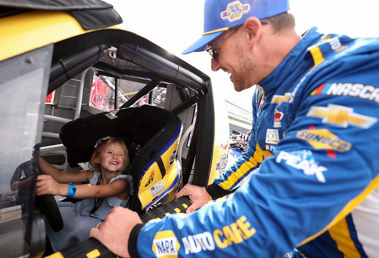 Daniel Hemric and his daughter at Pocono.