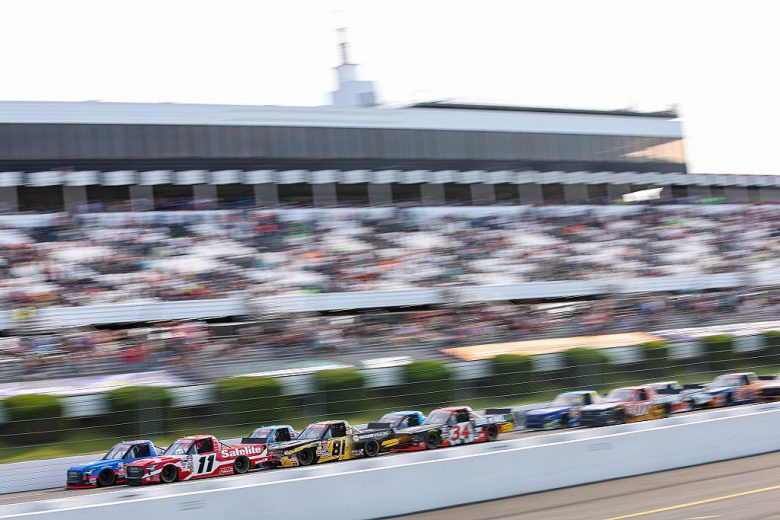A general view of racing at Pocono.