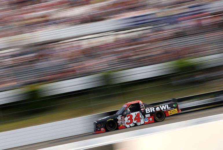 Layne Riggs drives at Pocono.