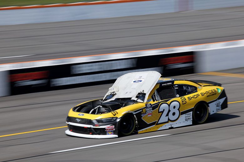 Kyle Sieg drives at Pocono.