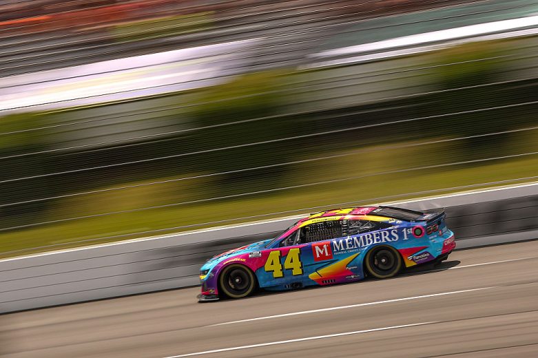 Brennan Poole drives at Pocono.