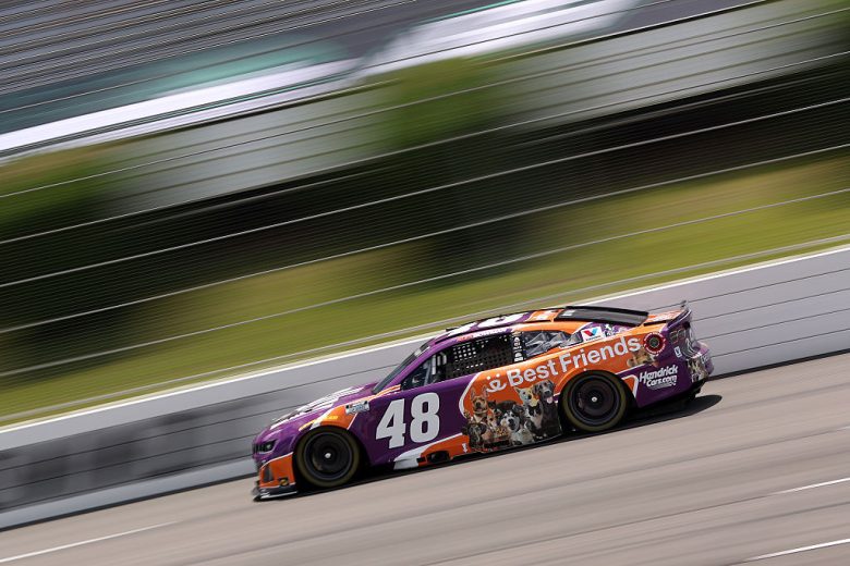 Alex Bowman drives at Pocono.