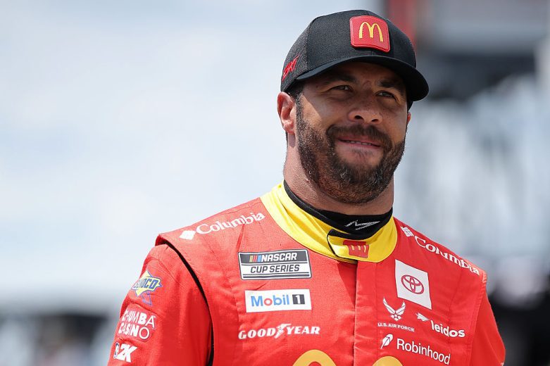 Bubba Wallace looks on at Pocono.
