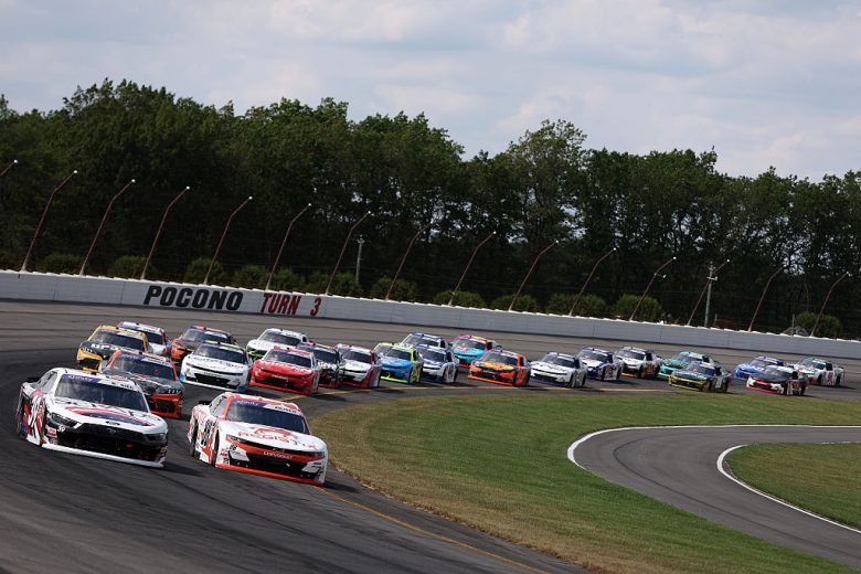 A general view of racing at Pocono.
