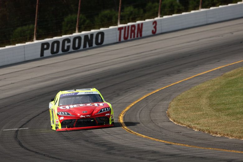 Brandon Jones drives at Pocono.