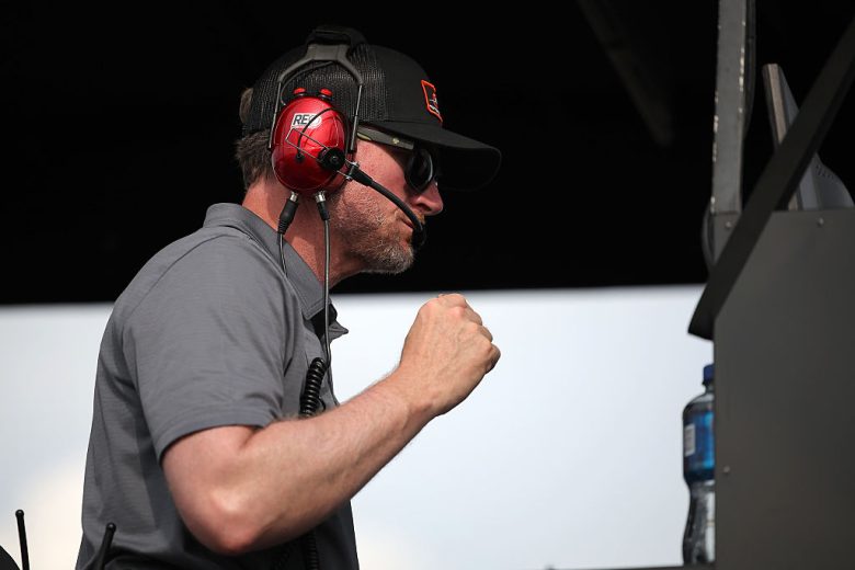 Dale Earnhardt Jr. looks on at Pocono.
