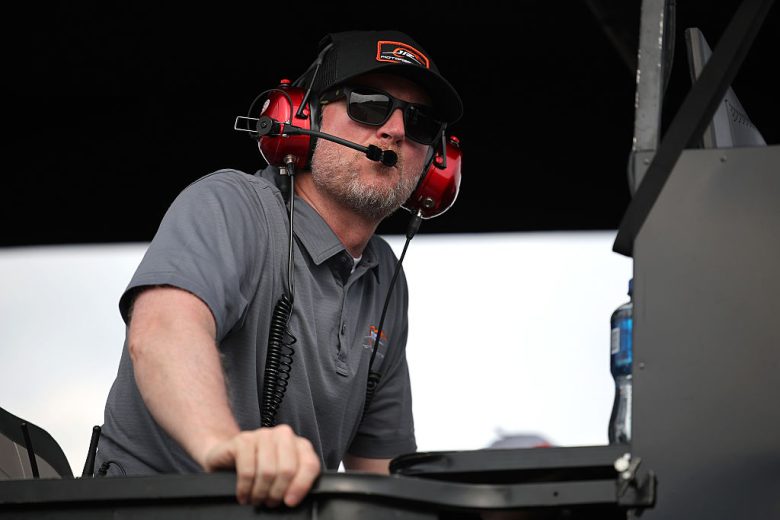 Dale Earnhardt Jr. looks on at Pocono.