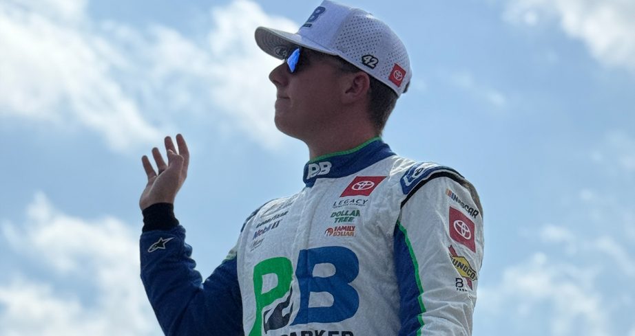 John Hunter Nememchek waves to fans during driver intros at Pocono.