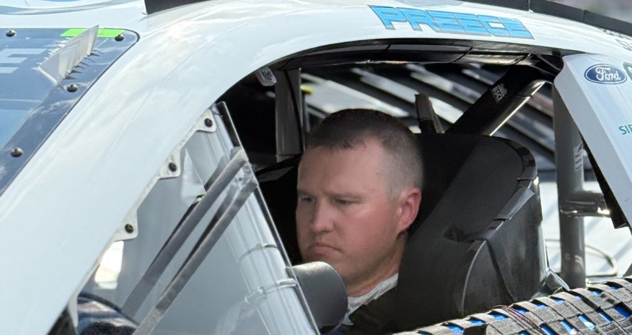 Ryan Preece sits in No. 60 RFK Racing Ford at Pocono Raceway.