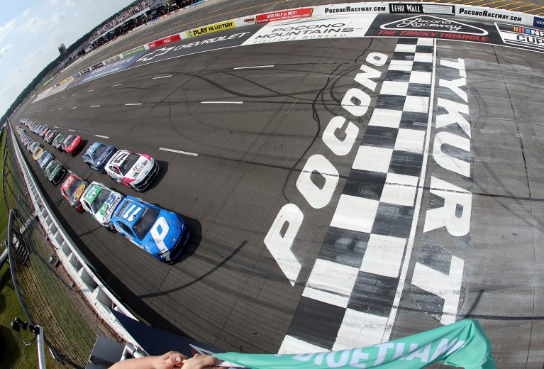 View of the Cup Series race start from the flagstand.