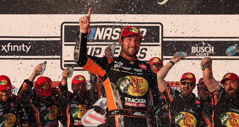Chase Briscoe celebrates in Victory Lane.