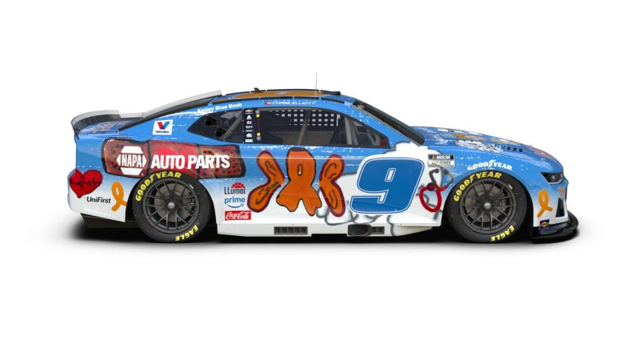 <p>The NAPA Auto Parts logo is seen donned upon a bandage while a large gold childhood cancer ribbon can be seen centered with wings.</p>