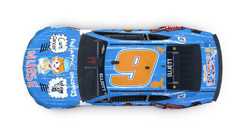 <p>This overhead view of the car also displays the rear decklid, which cites the Bible verse Psalm 46:5: "God is within you, you will not fail," which incorporates her faith into the design.</p>