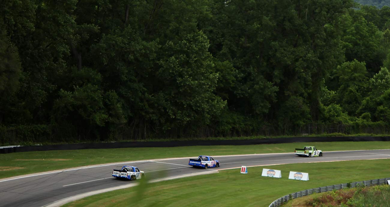 Trucks make the rounds during Friday practice at Lime Rock Park