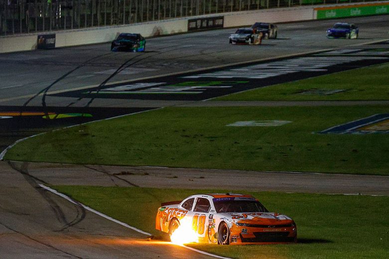 Nick Sanchez spins at EchoPark Speedway.