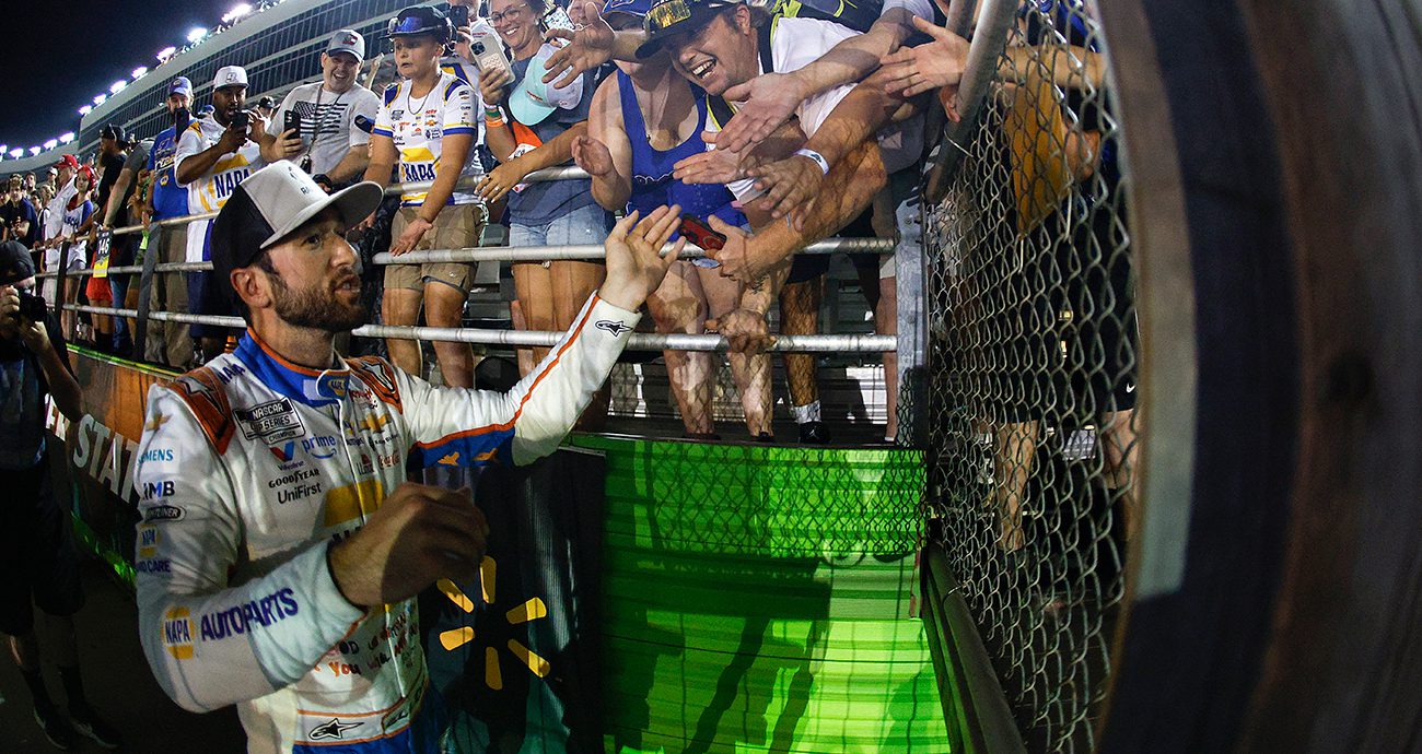 chase elliott greets hometown fans after winning saturday's nascar cup series race at echopark speedway