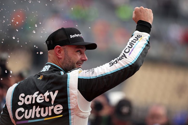 Shane van Gisbergen celebrates.