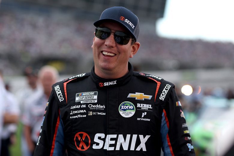 Kyle Busch smiles.