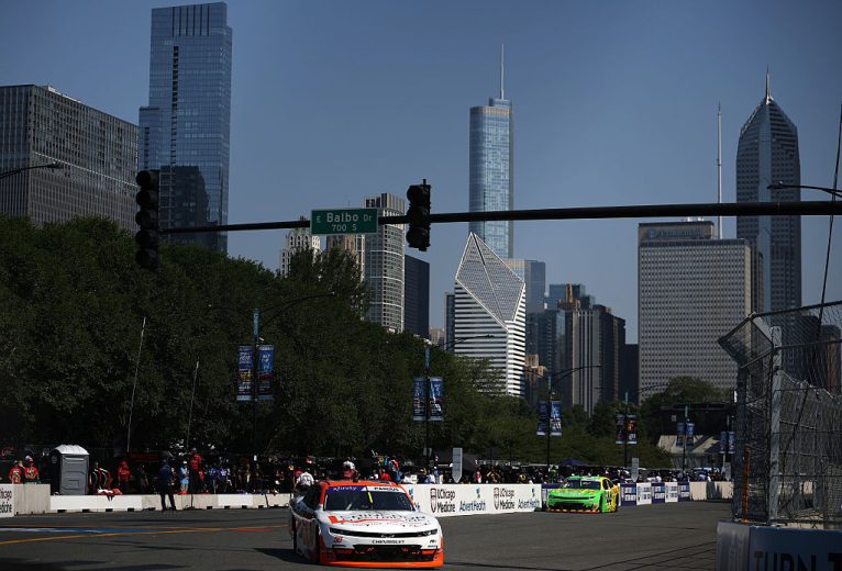 Preston Pardus drives at Chicago.