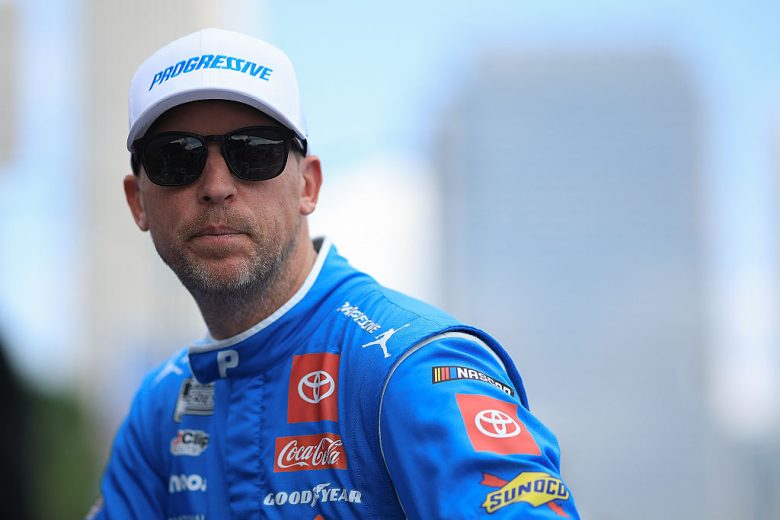 Denny Hamlin looks on at Chicago.