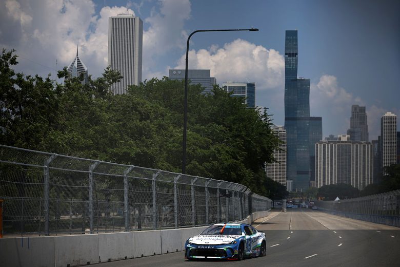 Erik Jones drives at Chicago.