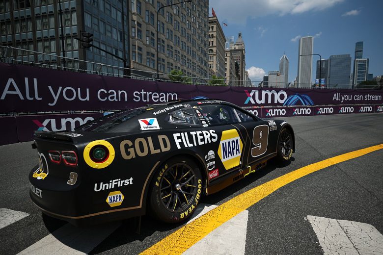 Chase Elliott drives at Chicago.