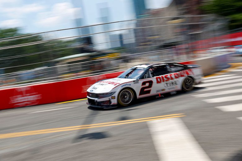 Austin Cindric drives at Chicago.
