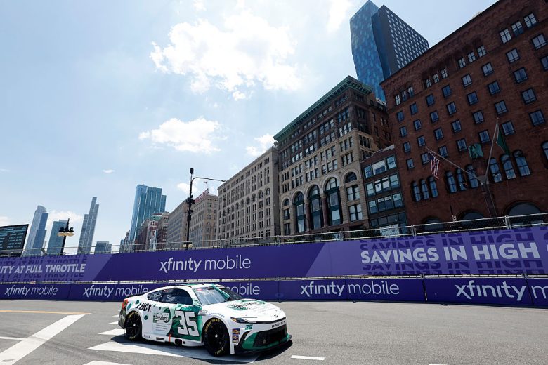 Riley Herbst drives at Chicago.