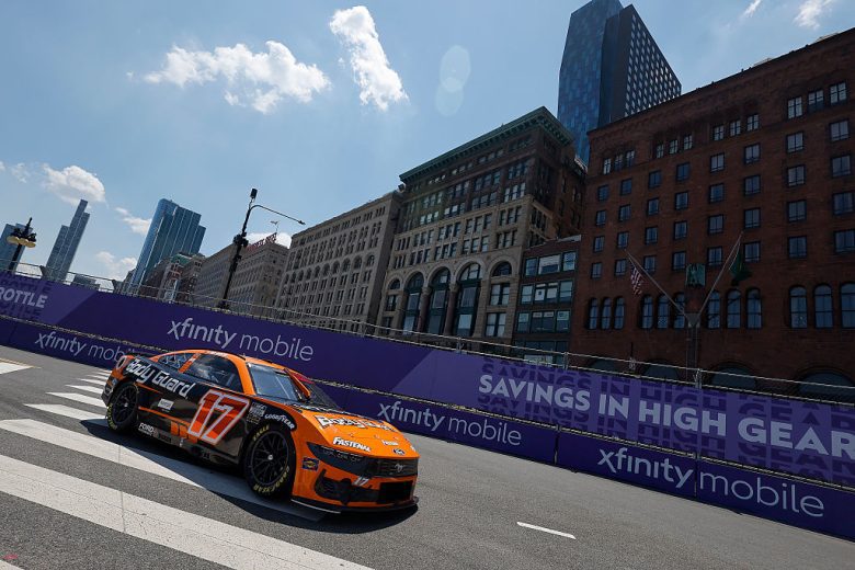 Chris Buescher drives at Chicago.