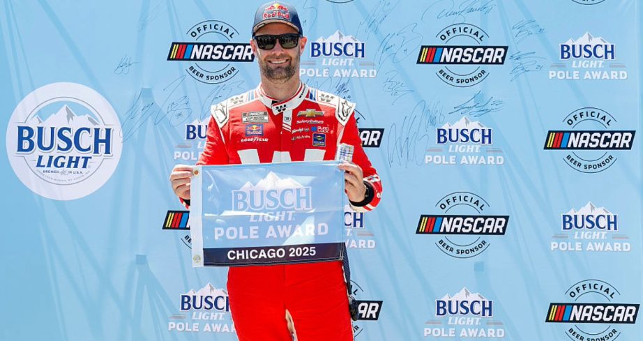 Shane van Gisbergen after winning the pole at Chicago.