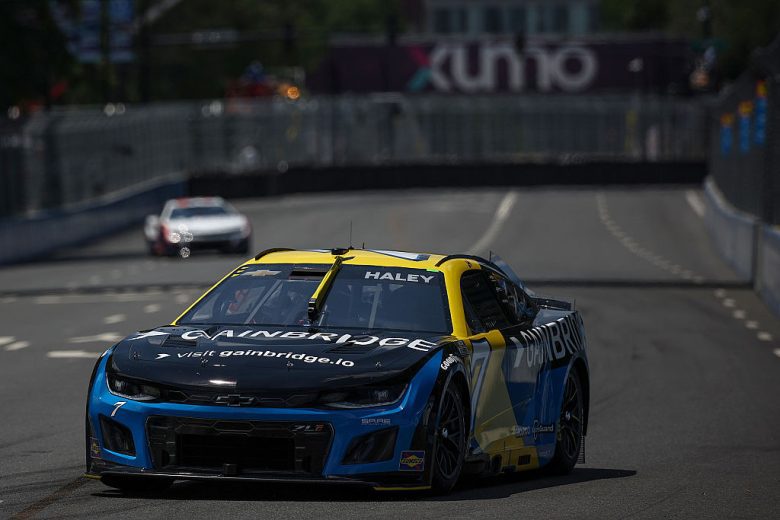 Justin Haley drives at Chicago.