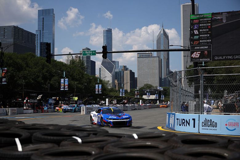 Michael McDowell drives at Chicago.