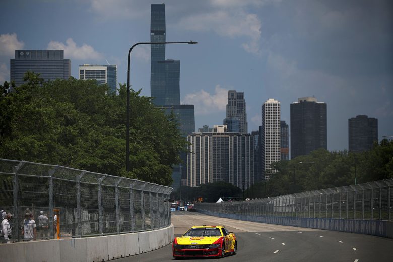 Joey Logano drives at Chicago.