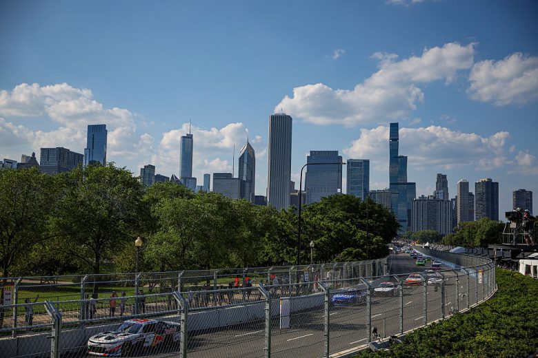 A general view of racing at Chicago.
