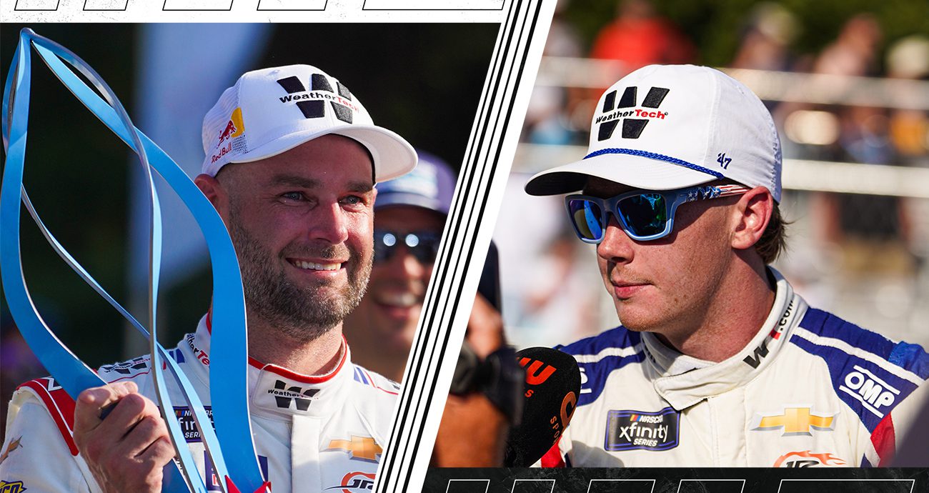 Graphic of Shane van Gisbergen and Connor Zilisch looking on