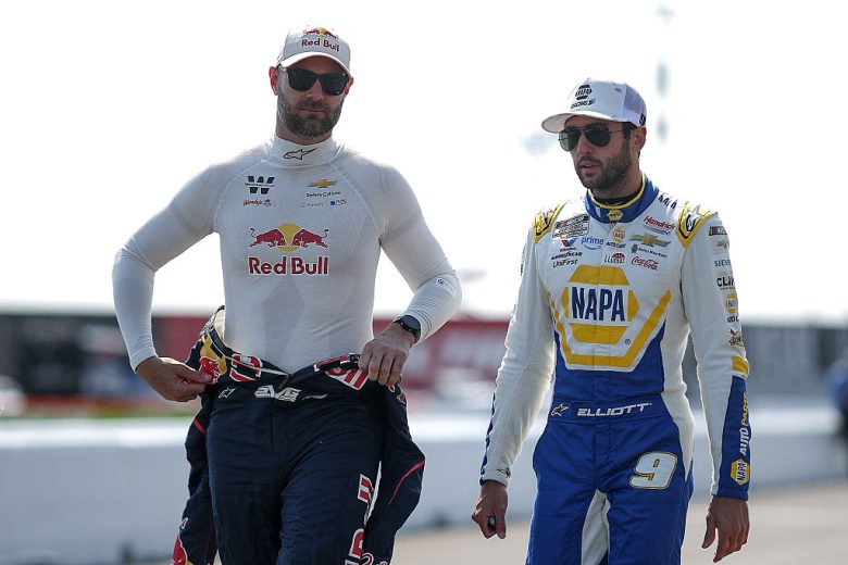 Shane van Gisbergen and Chase Elliott look on at Sonoma.