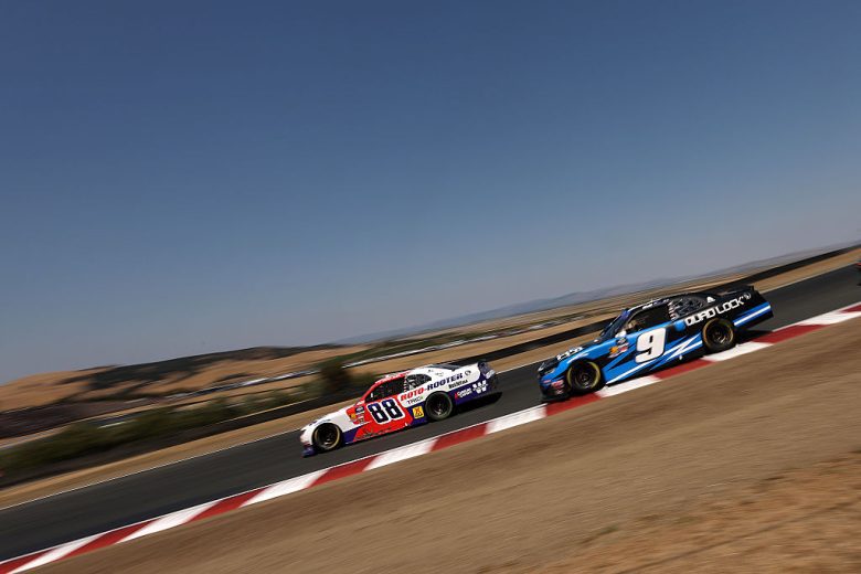 Connor Zilisch and Shane van Gisbergen race at Sonoma.