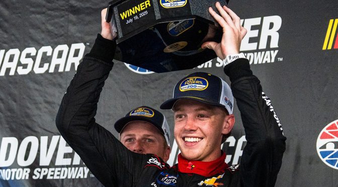 Featured Image for No road course, no problem: Zilisch wins rain-shortened Xfinity race at Dover