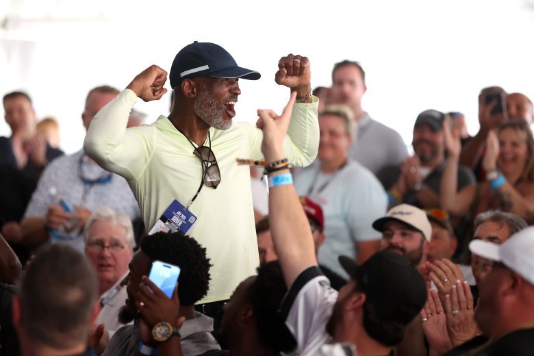Legendary boxer Bernard Hopkins is recognize during the drivers meting at Dover.