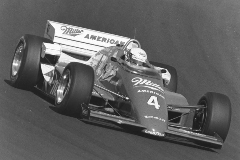 Danny Sullivan drives his No. 4 IndyCar at Indy.